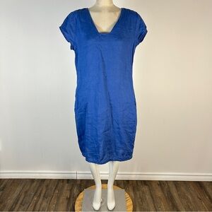 Foil Elegant Blue Linen V-Neck Maxi Dress 8